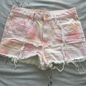 River Island tie-dye jean shorts